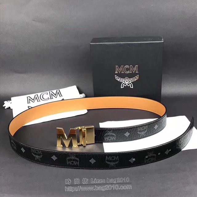 MCM皮帶 專櫃同步 原單 韓國雙面進口頭層皮 mcm腰帶  mdmc1355